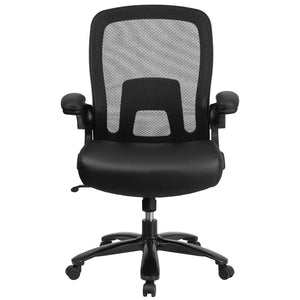 English Elm Big Office Chair | Ergonomic Heavy-Duty Mesh Executive Chair with Lumbar Support for Comfort Black LeatherSoft BT-20180-LEA-GG