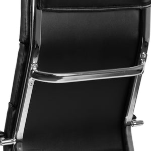 English Elm Hansel High Back LeatherSoft Executive Swivel Office Chair with Ergonomic Design & Chrome Accents Black BT-20595H-2-BK-GG