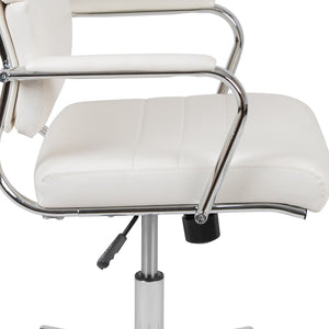 English Elm Hansel High Back LeatherSoft Executive Swivel Office Chair with Ergonomic Design & Chrome Accents White BT-20595H-2-WH-GG