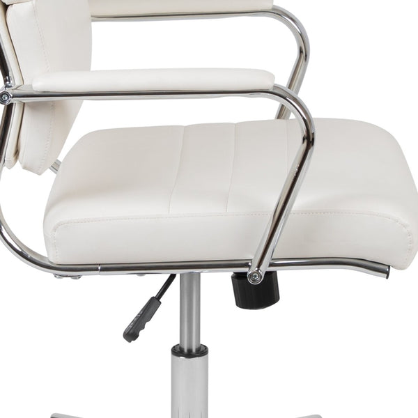 English Elm Hansel High Back LeatherSoft Executive Swivel Office Chair with Ergonomic Design & Chrome Accents White BT-20595H-2-WH-GG