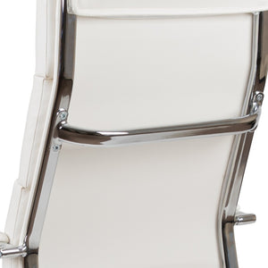 English Elm Hansel High Back LeatherSoft Executive Swivel Office Chair with Ergonomic Design & Chrome Accents White BT-20595H-2-WH-GG