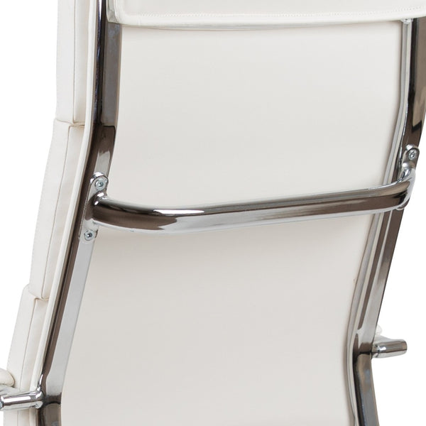 English Elm Hansel High Back LeatherSoft Executive Swivel Office Chair with Ergonomic Design & Chrome Accents White BT-20595H-2-WH-GG