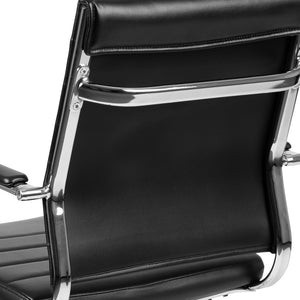 English Elm Hansel Mid-Back Executive Chair in Black LeatherSoft - Stylish, Comfortable, and Adjustable Office Seating BT-20595M-1-BK-GG