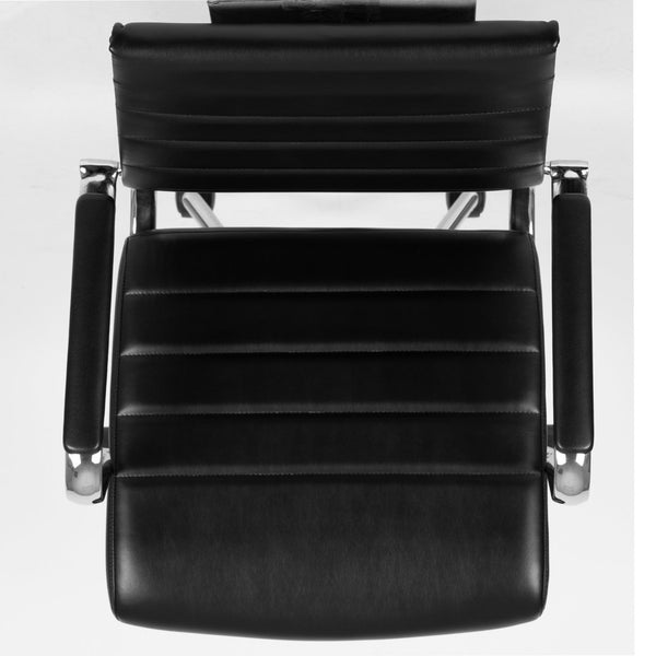 English Elm Hansel Mid-Back Executive Chair in Black LeatherSoft - Stylish, Comfortable, and Adjustable Office Seating BT-20595M-1-BK-GG