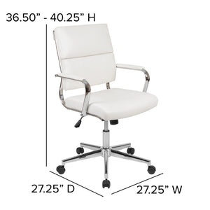 English Elm Hansel Mid-Back White LeatherSoft Executive Swivel Chair - Ergonomic, Stylish, and Durable Comfort BT-20595M-2-WH-GG