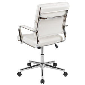 English Elm Hansel Mid-Back White LeatherSoft Executive Swivel Chair - Ergonomic, Stylish, and Durable Comfort BT-20595M-2-WH-GG
