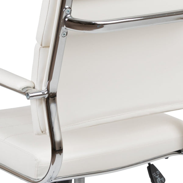 English Elm Hansel Mid-Back White LeatherSoft Executive Swivel Chair - Ergonomic, Stylish, and Durable Comfort BT-20595M-2-WH-GG