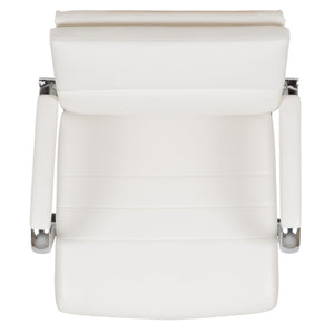 English Elm Hansel Mid-Back White LeatherSoft Executive Swivel Chair - Ergonomic, Stylish, and Durable Comfort BT-20595M-2-WH-GG