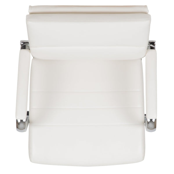 English Elm Hansel Mid-Back White LeatherSoft Executive Swivel Chair - Ergonomic, Stylish, and Durable Comfort BT-20595M-2-WH-GG