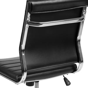 English Elm Hansel Contemporary Ribbed Executive Swivel Chair - Sleek Armless Design for Modern Workspaces Black BT-20595M-NA-BK-GG