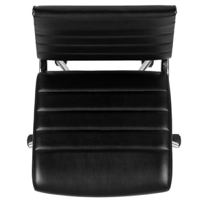 English Elm Hansel Contemporary Ribbed Executive Swivel Chair - Sleek Armless Design for Modern Workspaces Black BT-20595M-NA-BK-GG