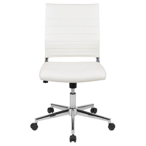 English Elm Hansel Contemporary Ribbed Executive Swivel Chair - Sleek Armless Design for Modern Workspaces White BT-20595M-NA-WH-GG
