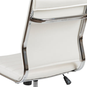 English Elm Hansel Contemporary Ribbed Executive Swivel Chair - Sleek Armless Design for Modern Workspaces White BT-20595M-NA-WH-GG