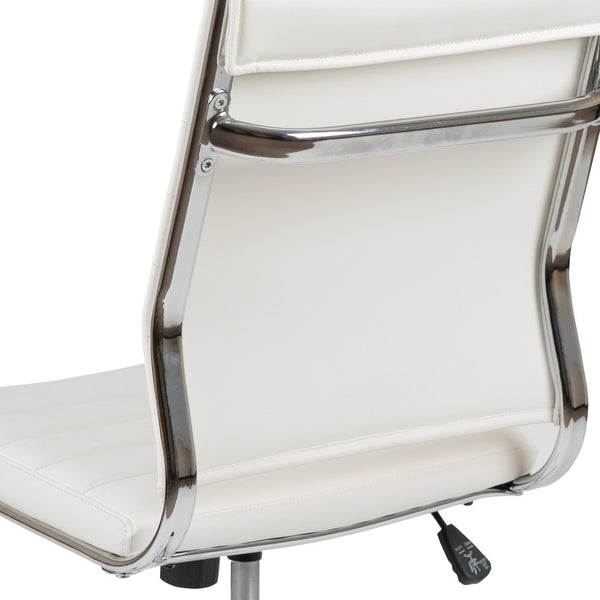 English Elm Hansel Contemporary Ribbed Executive Swivel Chair - Sleek Armless Design for Modern Workspaces White BT-20595M-NA-WH-GG