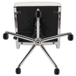 English Elm Hansel Contemporary Ribbed Executive Swivel Chair - Sleek Armless Design for Modern Workspaces White BT-20595M-NA-WH-GG