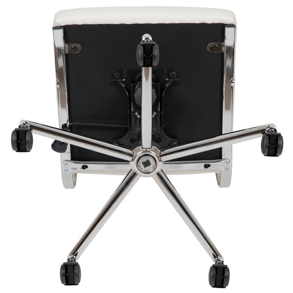 English Elm Hansel Contemporary Ribbed Executive Swivel Chair - Sleek Armless Design for Modern Workspaces White BT-20595M-NA-WH-GG