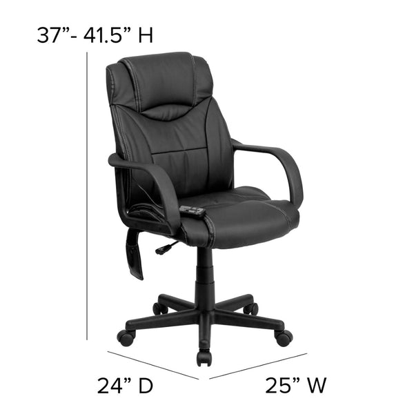 English Elm Laverne Mid-Back Ergonomic Office Chair with Massage, LeatherSoft Upholstery, and 360° Swivel Mobility BT-2690P-GG