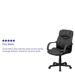 English Elm Laverne Mid-Back Ergonomic Office Chair with Massage, LeatherSoft Upholstery, and 360° Swivel Mobility BT-2690P-GG