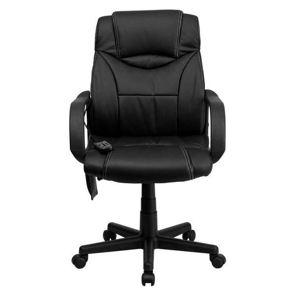 English Elm Laverne Mid-Back Ergonomic Office Chair with Massage, LeatherSoft Upholstery, and 360° Swivel Mobility BT-2690P-GG