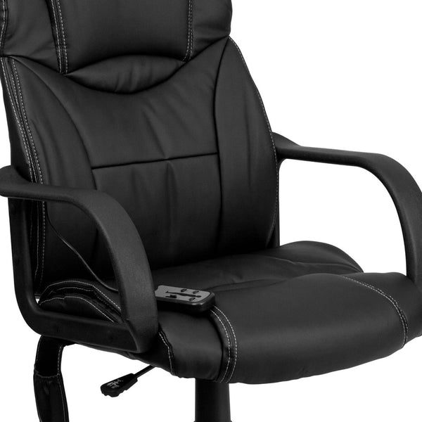 English Elm Laverne Mid-Back Ergonomic Office Chair with Massage, LeatherSoft Upholstery, and 360° Swivel Mobility BT-2690P-GG