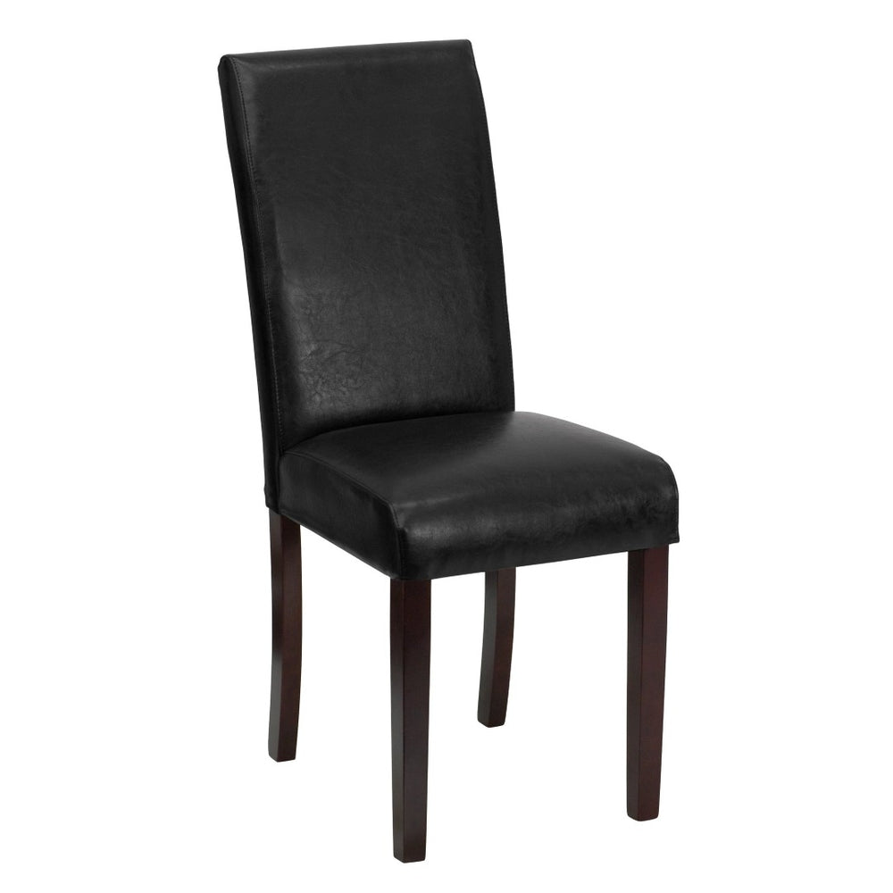 English Elm Godrich Stylish Black LeatherSoft Upholstered Parsons Chair - Compact, Durable & Easy to Clean BT-350-BK-LEA-023-GG