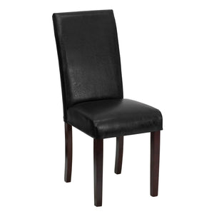 English Elm Godrich Stylish Black LeatherSoft Upholstered Parsons Chair - Compact, Durable & Easy to Clean BT-350-BK-LEA-023-GG