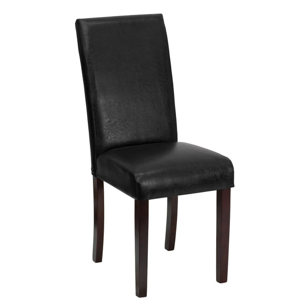 English Elm Godrich Stylish Black LeatherSoft Upholstered Parsons Chair - Compact, Durable & Easy to Clean BT-350-BK-LEA-023-GG