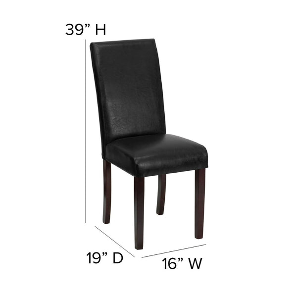 English Elm Godrich Stylish Black LeatherSoft Upholstered Parsons Chair - Compact, Durable & Easy to Clean BT-350-BK-LEA-023-GG