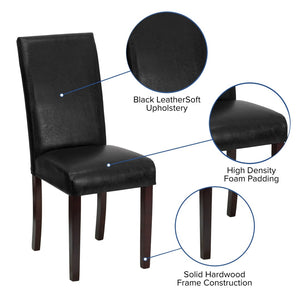 English Elm Godrich Stylish Black LeatherSoft Upholstered Parsons Chair - Compact, Durable & Easy to Clean BT-350-BK-LEA-023-GG