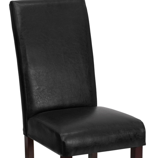 English Elm Godrich Stylish Black LeatherSoft Upholstered Parsons Chair - Compact, Durable & Easy to Clean BT-350-BK-LEA-023-GG