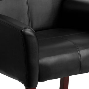 English Elm Taylor LeatherSoft Executive Side Reception Chair with Mahogany Legs for Stylish Comfort & Durability Black BT-353-BK-LEA-GG