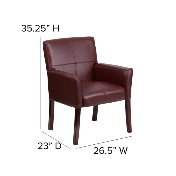 English Elm Taylor LeatherSoft Executive Side Reception Chair with Mahogany Legs for Stylish Comfort & Durability Burgundy BT-353-BURG-GG