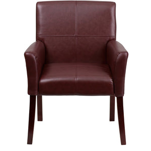 English Elm Taylor LeatherSoft Executive Side Reception Chair with Mahogany Legs for Stylish Comfort & Durability Burgundy BT-353-BURG-GG