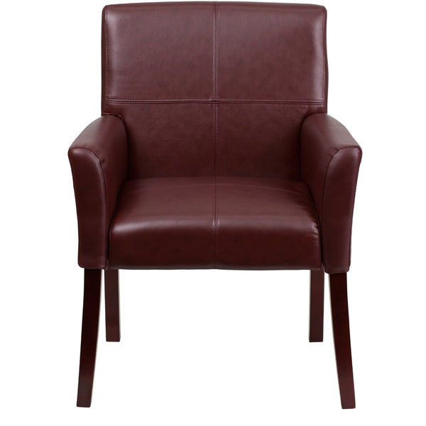 English Elm Taylor LeatherSoft Executive Side Reception Chair with Mahogany Legs for Stylish Comfort & Durability Burgundy BT-353-BURG-GG