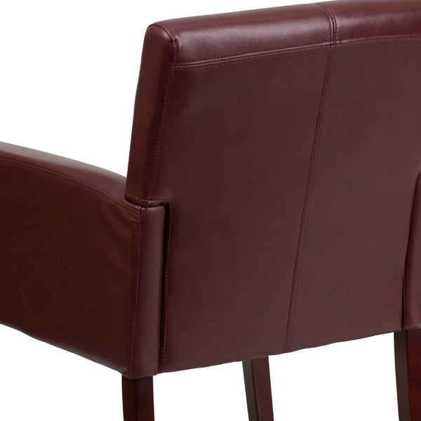 English Elm Taylor LeatherSoft Executive Side Reception Chair with Mahogany Legs for Stylish Comfort & Durability Burgundy BT-353-BURG-GG