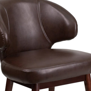 English Elm Comfort Brown LeatherSoft Side Reception Chair with Walnut Legs - Stylish, Durable, and Versatile! BT-4-BN-GG