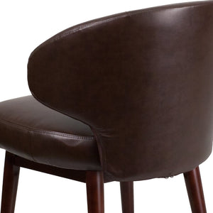 English Elm Comfort Brown LeatherSoft Side Reception Chair with Walnut Legs - Stylish, Durable, and Versatile! BT-4-BN-GG
