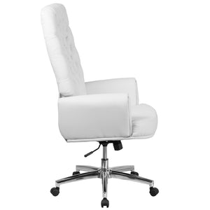 English Elm Rochelle High Back Executive Swivel Chair - Luxurious White LeatherSoft with Adjustable Comfort & Style BT-444-WH-GG