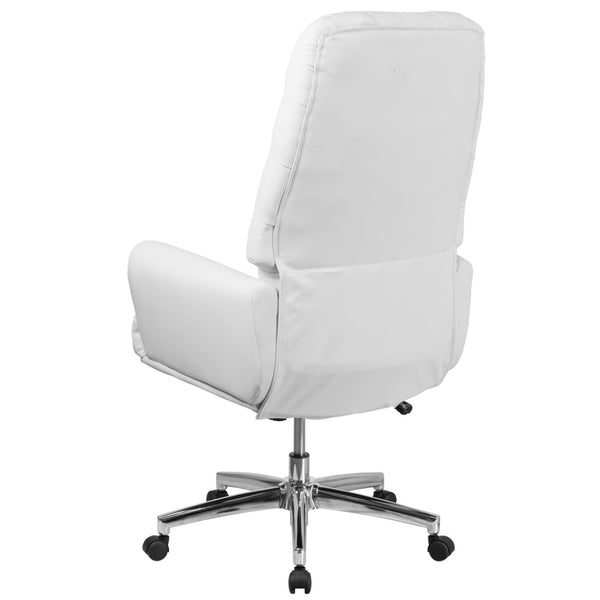 English Elm Rochelle High Back Executive Swivel Chair - Luxurious White LeatherSoft with Adjustable Comfort & Style BT-444-WH-GG
