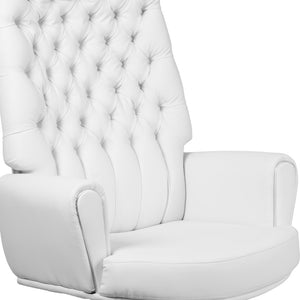 English Elm Rochelle High Back Executive Swivel Chair - Luxurious White LeatherSoft with Adjustable Comfort & Style BT-444-WH-GG