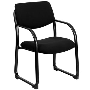 English Elm Richie Executive Side Reception Chair with Sleek Sled Base for Modern Comfort and Durability Black BT-508-BK-GG