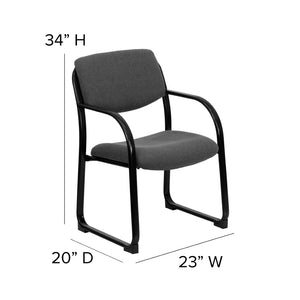 English Elm Richie Executive Side Reception Chair with Sleek Sled Base for Modern Comfort and Durability Gray BT-508-GY-GG