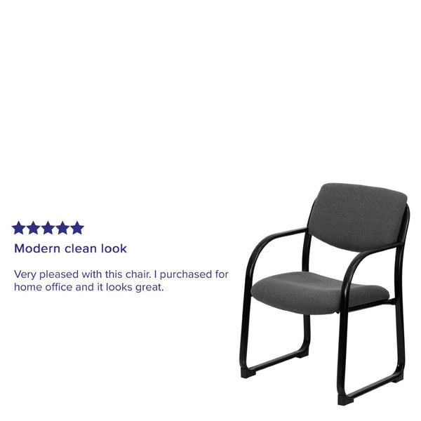 English Elm Richie Executive Side Reception Chair with Sleek Sled Base for Modern Comfort and Durability Gray BT-508-GY-GG