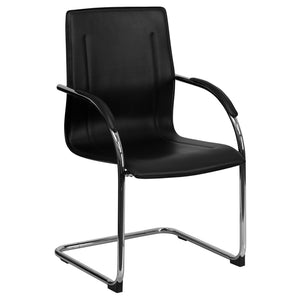 English Elm Valrico Modern Black Vinyl Reception Chair with Chrome Sled Base for Comfort & Style in Offices BT-509-BK-GG