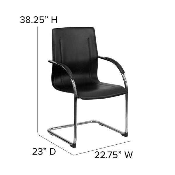 English Elm Valrico Modern Black Vinyl Reception Chair with Chrome Sled Base for Comfort & Style in Offices BT-509-BK-GG