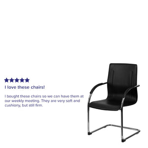 English Elm Valrico Modern Black Vinyl Reception Chair with Chrome Sled Base for Comfort & Style in Offices BT-509-BK-GG