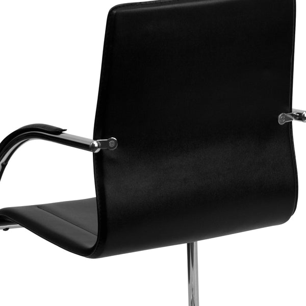 English Elm Valrico Modern Black Vinyl Reception Chair with Chrome Sled Base for Comfort & Style in Offices BT-509-BK-GG