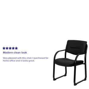 English Elm Donny Black LeatherSoft Executive Side Chair - Modern, Comfortable Reception Seating with Style BT-510-LEA-BK-GG