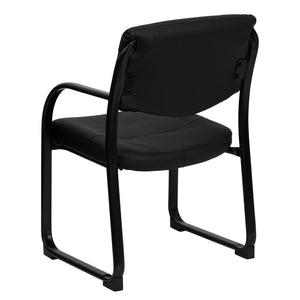 English Elm Donny Black LeatherSoft Executive Side Chair - Modern, Comfortable Reception Seating with Style BT-510-LEA-BK-GG