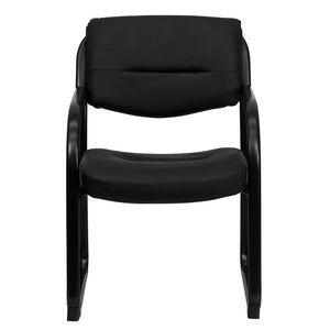 English Elm Donny Black LeatherSoft Executive Side Chair - Modern, Comfortable Reception Seating with Style BT-510-LEA-BK-GG